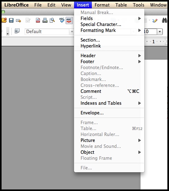 Inserire un commento in LibreOffice